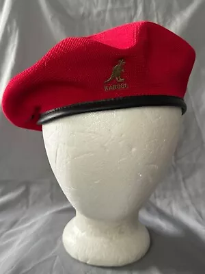 Exc New Vintage Red/black M 7-7 1/8 Kangol Tropic Monty Breathable Beret Uk • $34.99