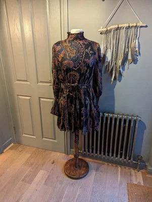 Zara Pretty Chiffon Dark Paisley Mini Dress Boho Style Worn Once XL • £19.99