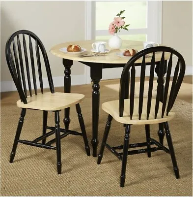 Simple Living Solid Wood Slat Back Dining Chairs Set Of 2 Black Kitchen Durable • $130.39