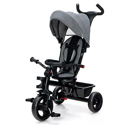 Babyjoy 4-in-1 Trike Baby Tricycle Toddler W/ Reversible Seat & Canopy Grey • $99