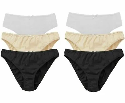6 Pack Ladies Briefs Maxi 100% Cotton Full Comfort Fit Underwear Size 4-22 • £7.49