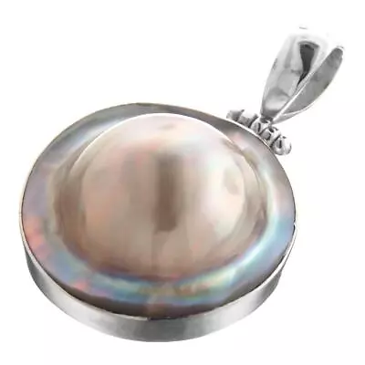 925 Silver Mabe Blister Pearl In Shell Handmade Sterling Pendant 1 1/2  • $29.95