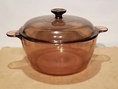 CORNING WARE VISIONS Pyrex AMBER Cookware 4.5 L / 5 QT DUTCH OVEN POT W LID USA • $45