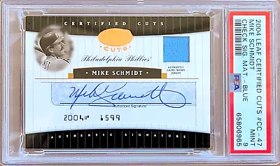 2004 Leaf Certified Cuts Mike Schmidt SIGNATURE JERSEY AUTO BLUE /25 PSA 9 POP 1 • $101.99