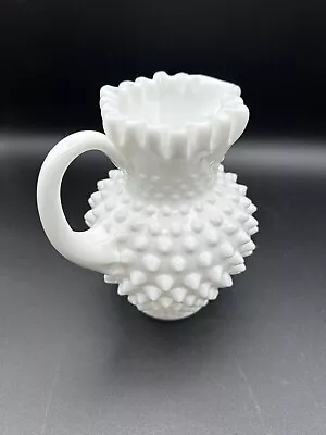 Fenton Hobnail Milk Glass 5-1/2” Small Pitcher Creamer Vintage White Art Glass • $17