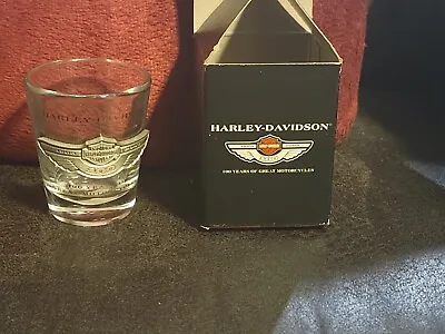  Harley-Davidson 100th Anniversary Shot Glass With Pewter Emblem NIB 97974-03v • $45.99