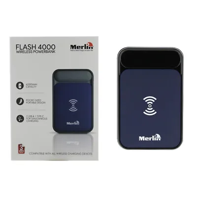 Wireless Portable Charger 4000 MAh Merlin Battery Pack For IPhone & Samsung • £9.99