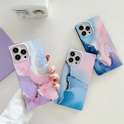 $14.89 • Buy Phone Case For IPhone 13 12 11 Pro Max 8 7 + XS XR Colorful Marble Square Cover