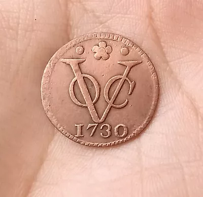 Dutch Netherlands Colonial VOC Duit  1730 Holland NewYork Penny Coin E334 • $15