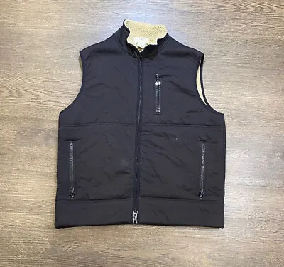 J. Crew Full Zip Vest XL Black Sherpa Lined Mens • $29.99