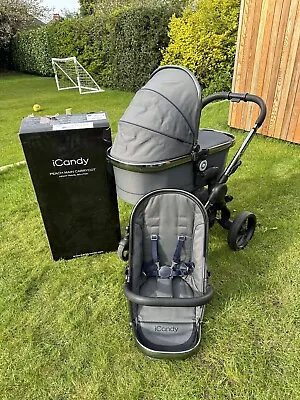 Icandy Peach Pram And Pushchair With Maxi Cosi Car Seat And Isofix Base • £100