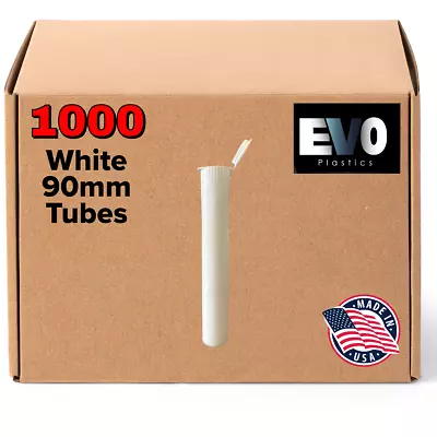 90mm Tubes - White - 1000 Count  Pop Top Joints BPA-Free Pre-Roll - USA Made • $88.99