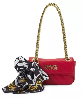 Versace Jeans Couture Red Shoulder Bag With Scarf And Chain Strap New With Tags • £149.99