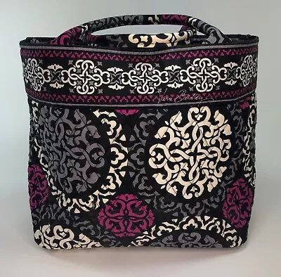 Vera Bradley Quilted Canterberry Tote Bucket Bag Purse Black White & Magenta • $39