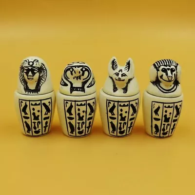 Antique Collection Set Of 4 Egyptian Ancient Canopic Jars Organs Storage Statues • $20.50