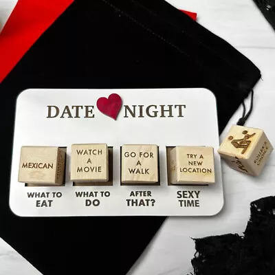 Date Night Dice For Couples Funny Romantic Anniversary Wooden Gifts For Him IN • £3.92