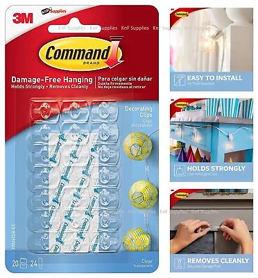 £19.95 • Buy 3M Command Decorating Hooks Clips Self-Adhesive Strips Wall Hanging Fairy Lights