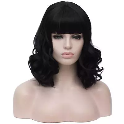 Fashion Women Lady 16  Curly Hair Wigs Black Natural Full Medium Wavy Wig  • $20.69