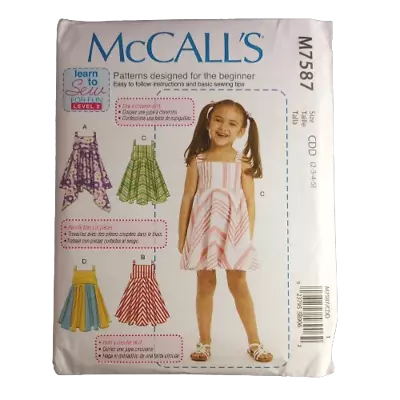 McCall's M7587 Children's Girls' Dresses Pullover Skirts CDD (2-5) CL (6-8) UC • $5.47