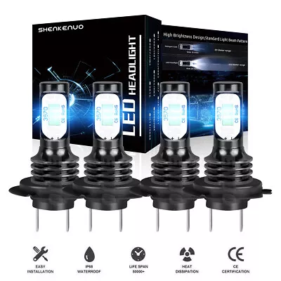 4Pcs H7 LED Headlight Combo Bulbs Kit High + Low Beam 8000K Super Blue Bright • $20.59