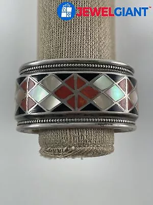 Navajo Sterling Silver Gemstone Large Cuff-bracelet 7.25 Heavy 125.1 G #ey680 • $23.50