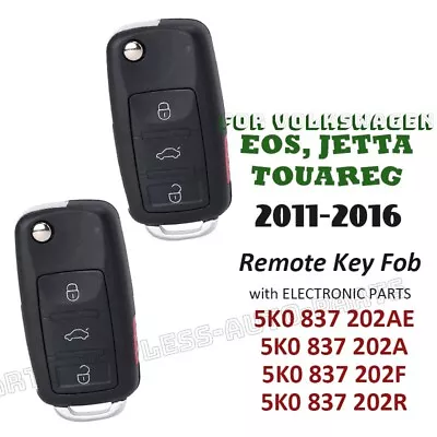 2x NBG010180T For VW Volkswagen Eos Jetta Touareg 2011-2016 Flip Remote Key Fob • $28.39