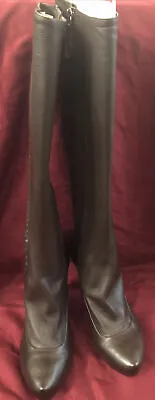 Max Studio Dark Brown Leather Tall Heel Boots Size 7 • $20