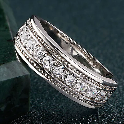 Mens Sterling Silver Ring Men Wedding Promise Ring Wedding Bands Him 6.8MM • $34.99