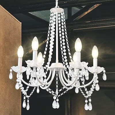 Crystal Chandelier Shabby Chic French Country Pendant Light Fixture White Foyer • $74.59
