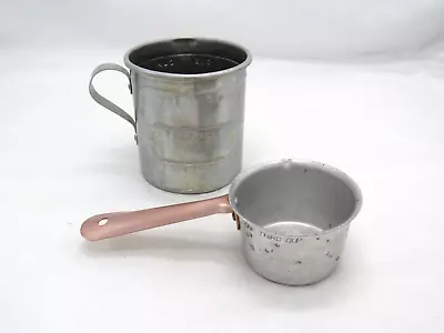 Aluminum Measuring Cups Vintage 1-Cup Embossed + 1/3 Cup Copper Tone Handle • $12.50