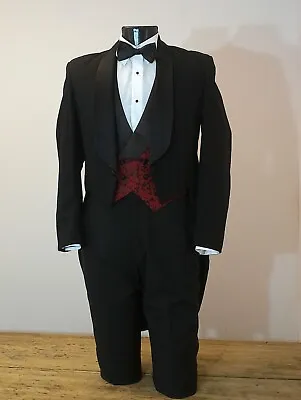 Men's Black Shawl Lapel Tuxedo Tailcoat Prom Wedding Mardi Gras Cruise Orchestra • $55