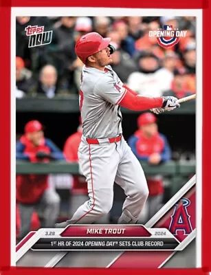 💥MIKE TROUT 💥 HOMER OPENING DAY 💥2024 MLB TOPPS NOW  ANGELS Card #6 • $4.59