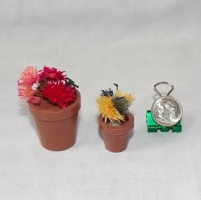Miniature Dollhouse VTG Lot Potted Flower Garden Plants Yellow Pink Blue Red • $9.99