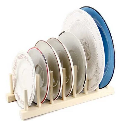 £6.80 • Buy Wooden Plate Rack Wood Stand Display Holder Lids Holds 7 New Heavy Duty H1