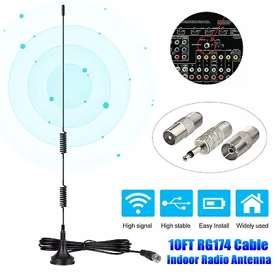 Magnetic Base Indoor Digital Radio FM Antenna AM HD F Type Radio Stereo Receiver • $8.98