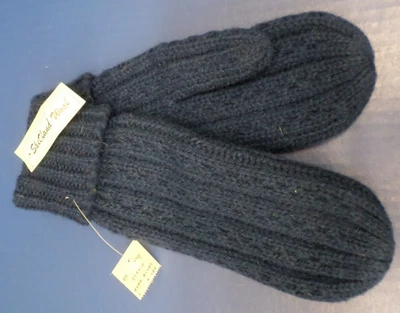 $26.95 • Buy Vintage Rockabilly SHETLAND WOOL Cable Knit Mittens Gloves Blue - New Old Stock!