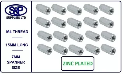 £2.59 • Buy M4 X15MM THREADED ROD CONNECTOR, DEEP NUT STEEL ZINC PLATED BZP 4mm / M4 THREAD