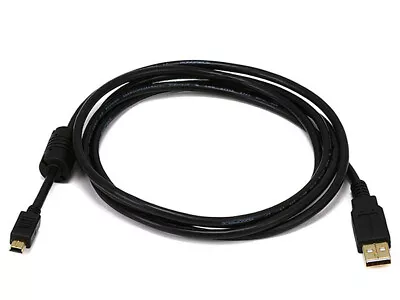 Monoprice USB-A To Mini-B 2.0 Cable - 5-Pin 28/24AWG Gold Plated Black 3ft • $4.98