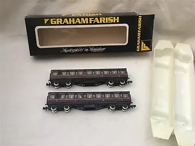 Graham Farish N Gauge ( 0626 ) Pair Of Lms Crimson Lake Coaches - Part Boxed • £34.99