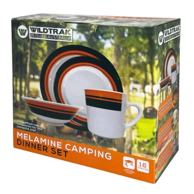 $41 • Buy 16pc Wildtrak Melamine Outdoor Picnic/Camping Food Plate/Bowl/Coffee Mug Set