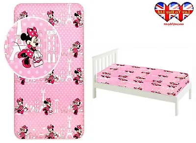 Fitted Sheet Minnie Mouse Single Bed%100 Cotton Official Licensed(200x90x25cm) • £17.99