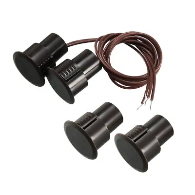 2pcs RC-36 NC Recessed Wire Door Contact Sensor Alarm Magnetic Reed Switch Brown • $14.53