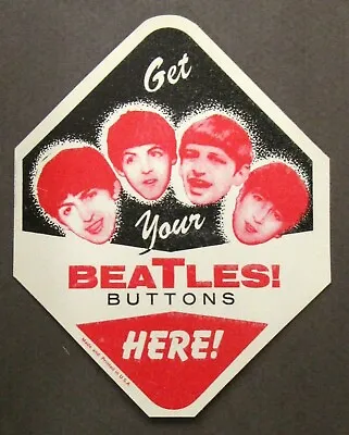 $39.99 • Buy Original 1964 BEATLES BUTTONS Vending Machine Label Pinback Buttons