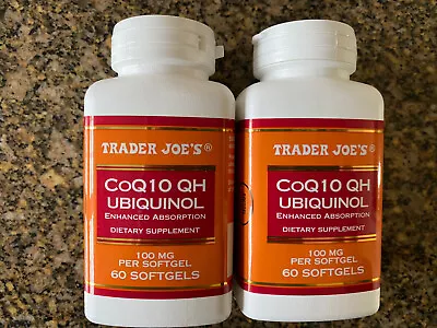 New Trader Joe's CoQ10 UBIQUINOL 100mg 60 Caps (2 Bottles) EXP 08/27 • $27.99