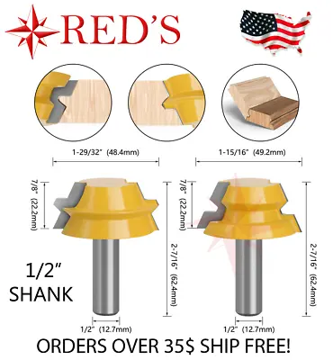$20.99 • Buy REDS Y76305-8 - 22.5 Degree Lock Miter Router Bit Set 1/2  Shank 