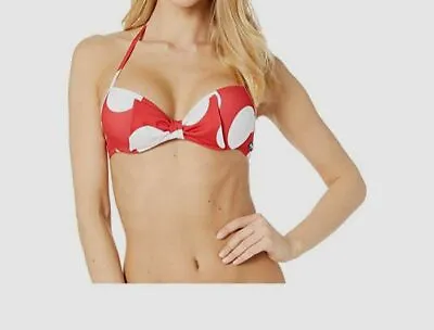$575 Moschino Women's Red White Halter Closure Bikini Swim Top Swimwear Size 2 • $30.38