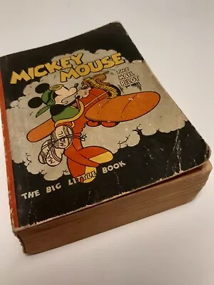 1933 Big Little Book Mickey Mouse The Mail Pilot Giveaway Taller Version  VG • $75