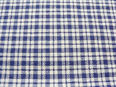 Vintage Fabric - Blue Plaid On Offwhite 21 X43  • $3