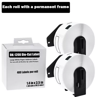 2 Roll DK1208 Address Labels 400 Labels P/R For Brother QL-580N/700 W/2 Frame • $17.99