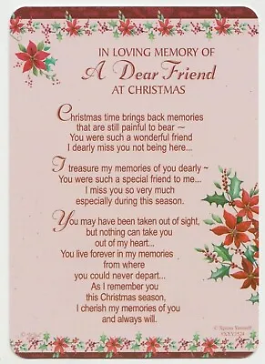 In Loving Memory FRIEND Christmas Memorial Grave Graveside Card Memoriam Holder • £3.48